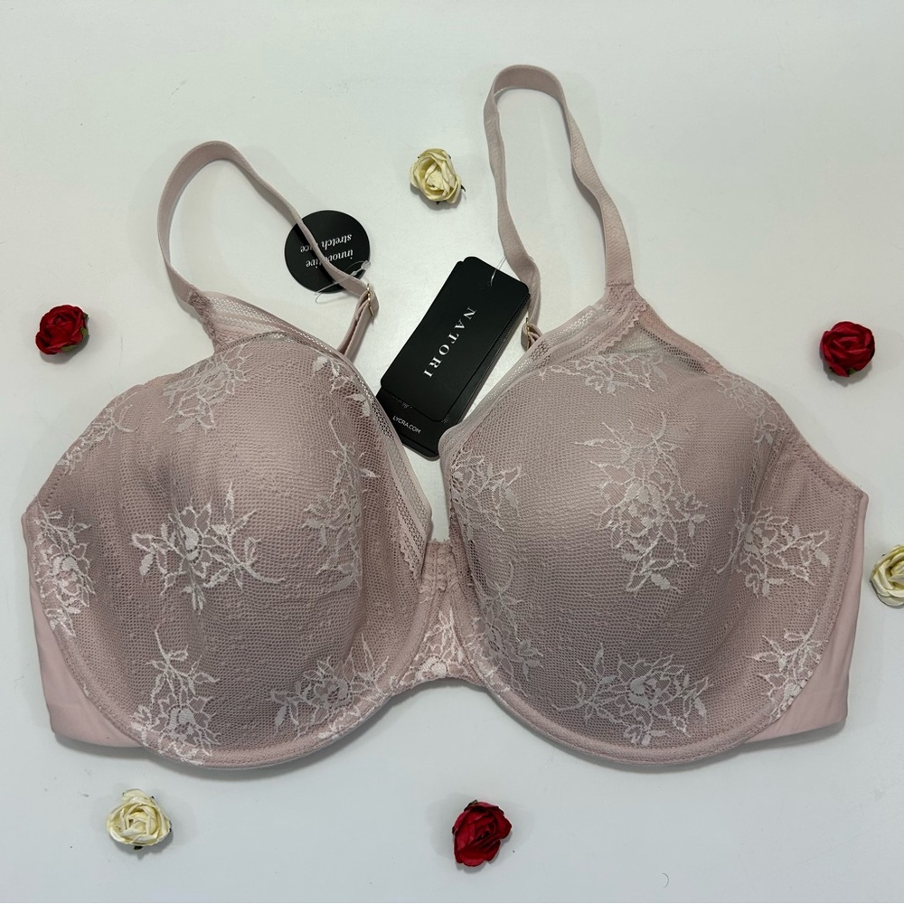 Natori Love Lace Full Coverage Plunge T-Shirt Bra 40DDD NWT